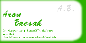 aron bacsak business card